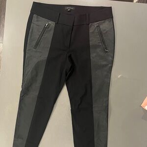 Ann Taylor Vegan Leather Black Pants with Zipper Details